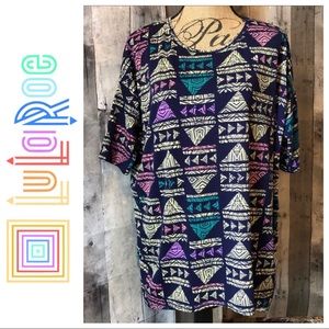 LulaRoe Black Purple Yellow Triangle Irma Shirt